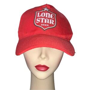 Lone Star Beer Trucker Hat Mens OSFA Red Vintage Style Snapback Cap Logo